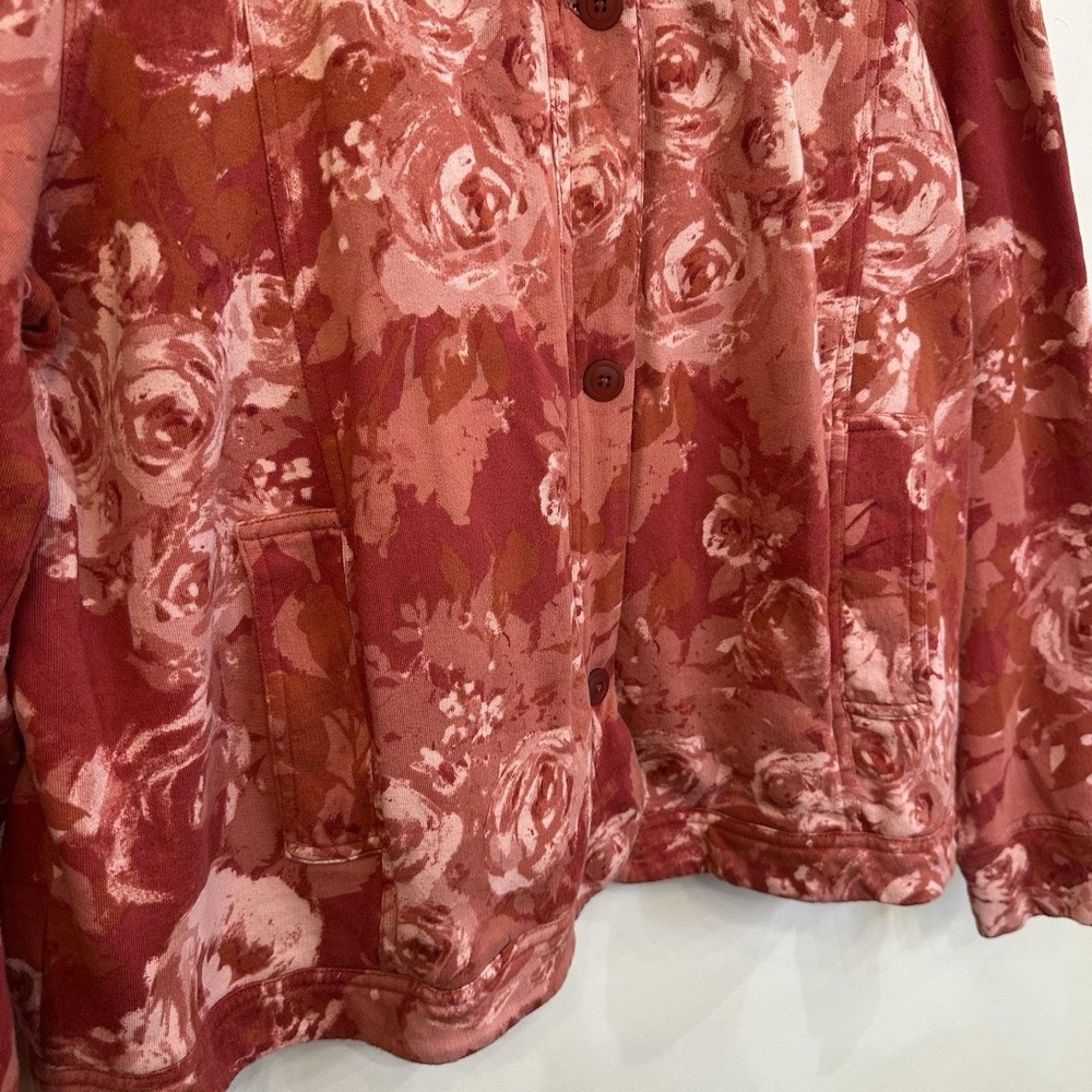 Womens Coldwater Creek 100% Cotton Light Dressy Jacket Rose‎ Pink Pink Button XL - Picture 5 of 10